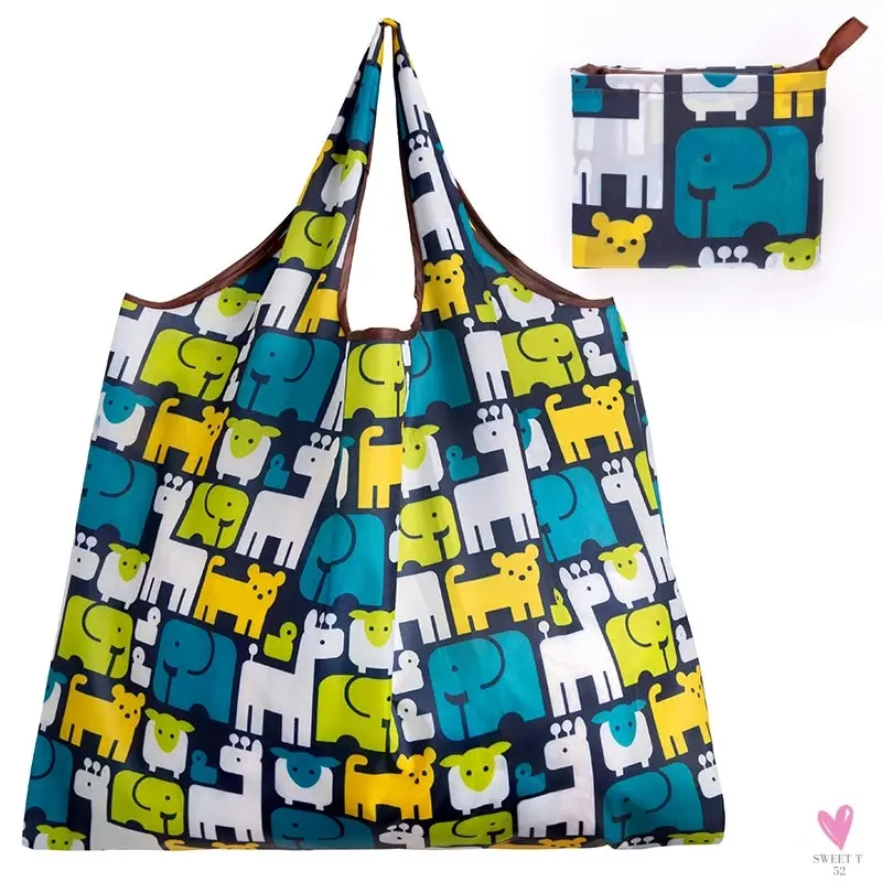 Big Size Thick Nylon Large Tote, ECO Reusable Polyester Portable Women's Folding Shoulder Shopping Pouch