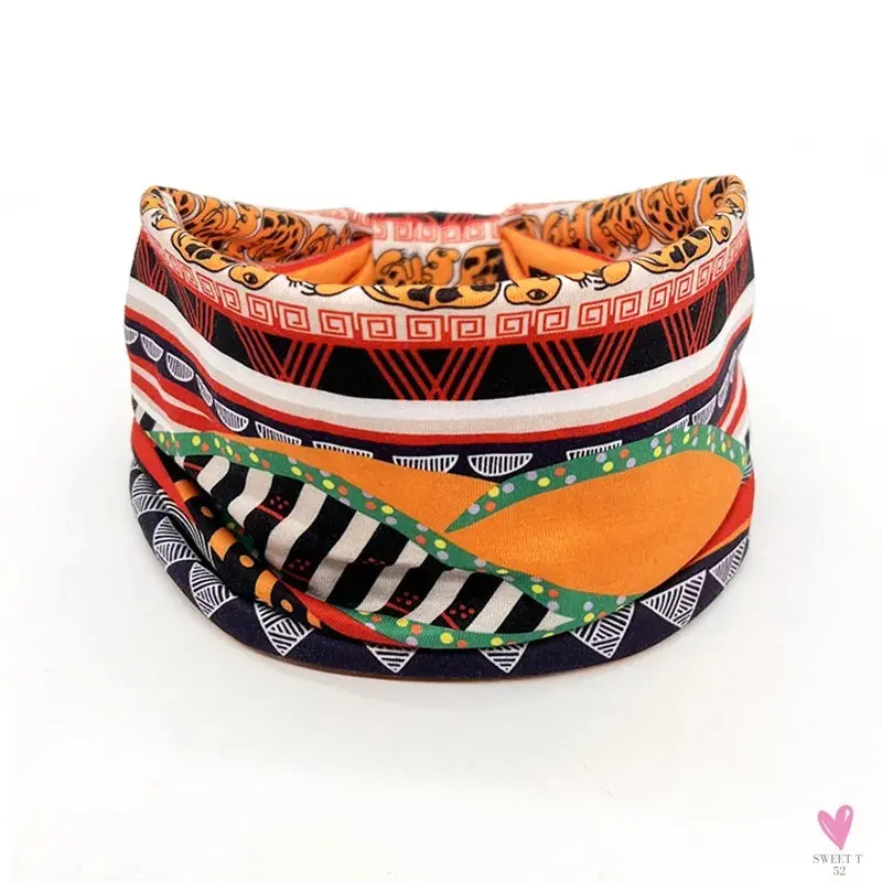 African and Bohemian Twisted Wide Cotton Stretch Headbands for Women & Girls - Headwrap/Turban Headwear, Bandana Headbands