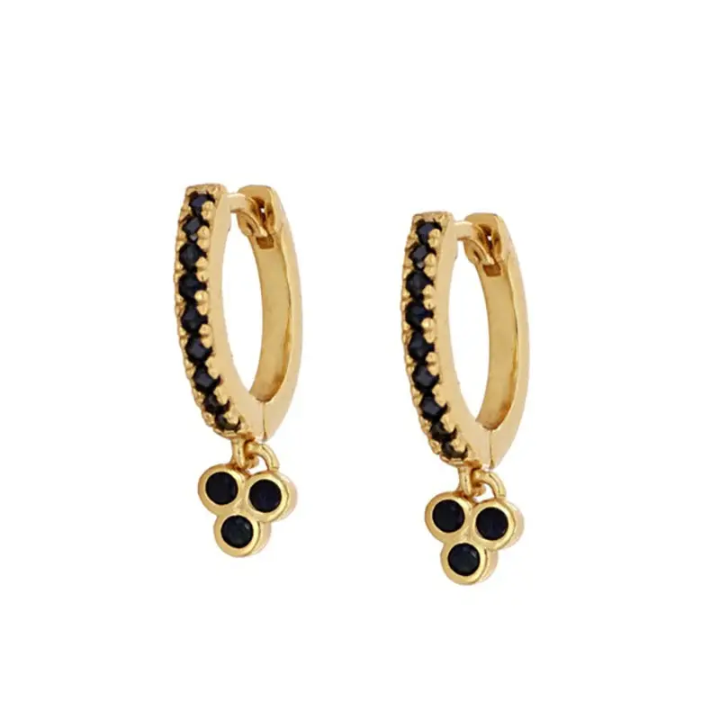 Gold Color Cute Water Drop Earrings For Women & Girls - Zircon Piercing Huggies/Hoop Dangle Earrings