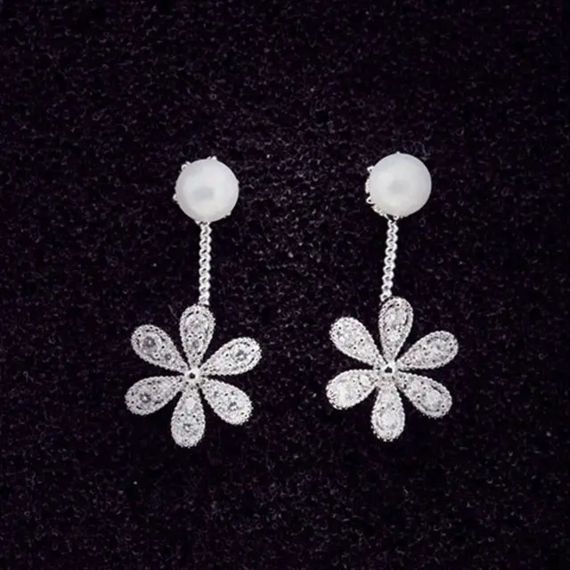 Simulated Pearl/Crystal Stud Earrings In Intricate Patterns for Women and Girls