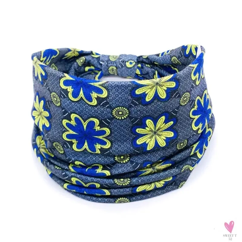 African and Bohemian Twisted Wide Cotton Stretch Headbands for Women & Girls - Headwrap/Turban Headwear, Bandana Headbands