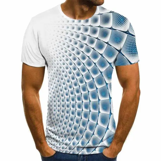 Three-Dimensional Intricate Vortex Tees for Men and Boys, O-Neck and Long Sleeves