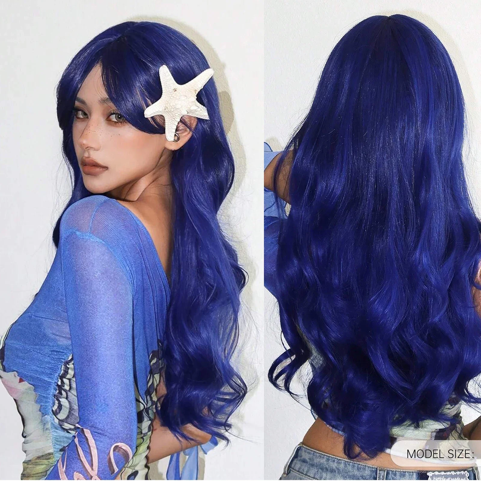 Long Wavy Synthetic Wigs, Long Wavy Ombre Wigs with Bangs for Women, Heat Resistant