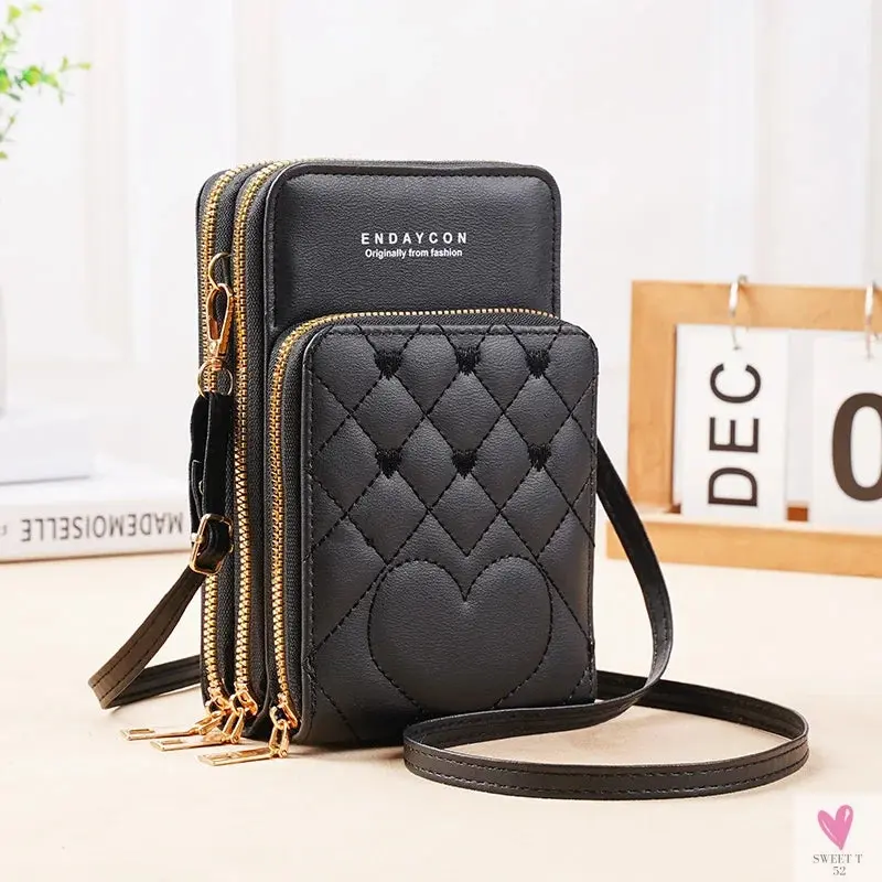 Large Capacity Multi-Functional Fashion, Simple Small Shoulder Bag - Three Layer Zip-up Mobile Phone Bag for Women