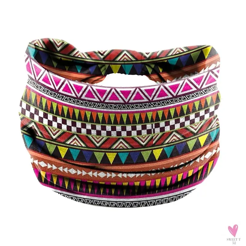 African and Bohemian Twisted Wide Cotton Stretch Headbands for Women & Girls - Headwrap/Turban Headwear, Bandana Headbands