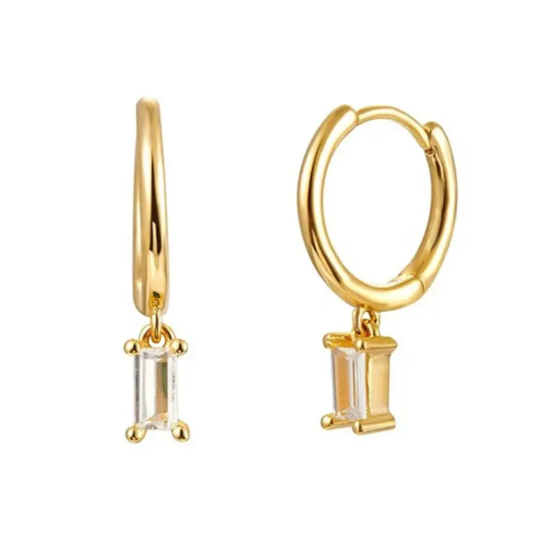 Gold Color Cute Water Drop Earrings For Women & Girls - Zircon Piercing Huggies/Hoop Dangle Earrings