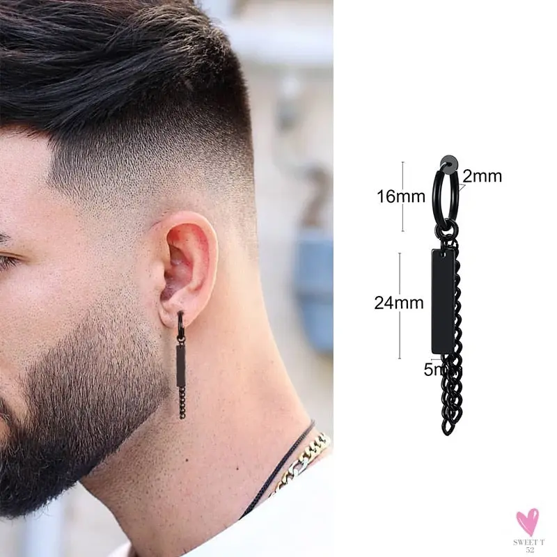 Cool Single Silver Stainless Steel Hoop Dagger Earring for Men & Boys