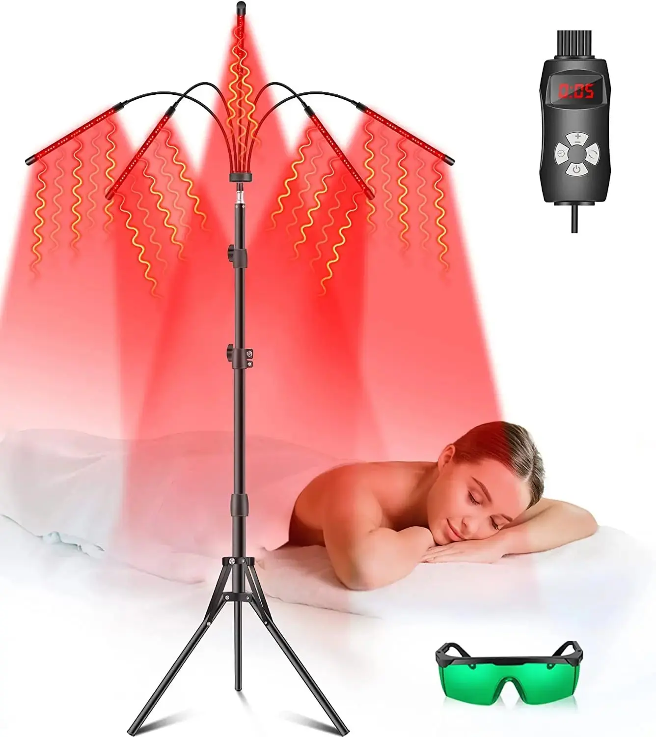 4/5 Head Red Light Therapy with Stand to Promote Metabolism, Weight Loss, Wrinkles, Anti-Aging