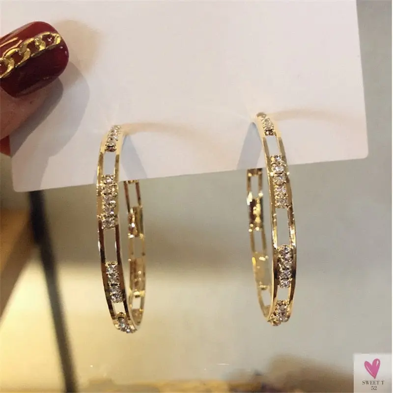 Bijoux Golden Rhinestone/Crystal Hoop Earrings for the Ladies and Girls