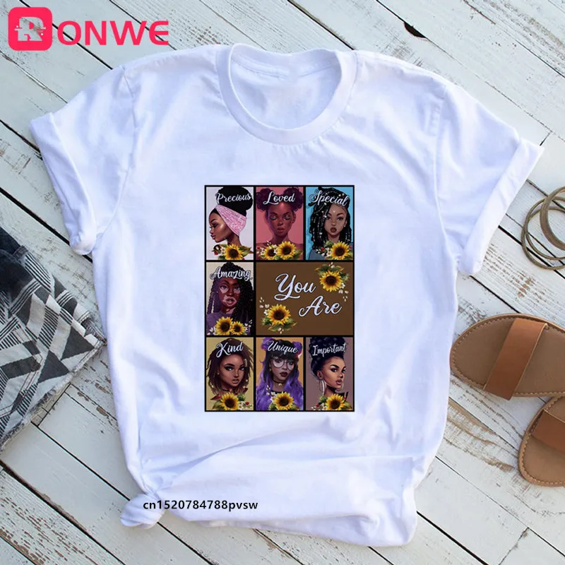 Beautiful African Lady Women T-shirt Girl Sisters Black Lives Matter Funny 90S Print Tops Tee,Drop Ship