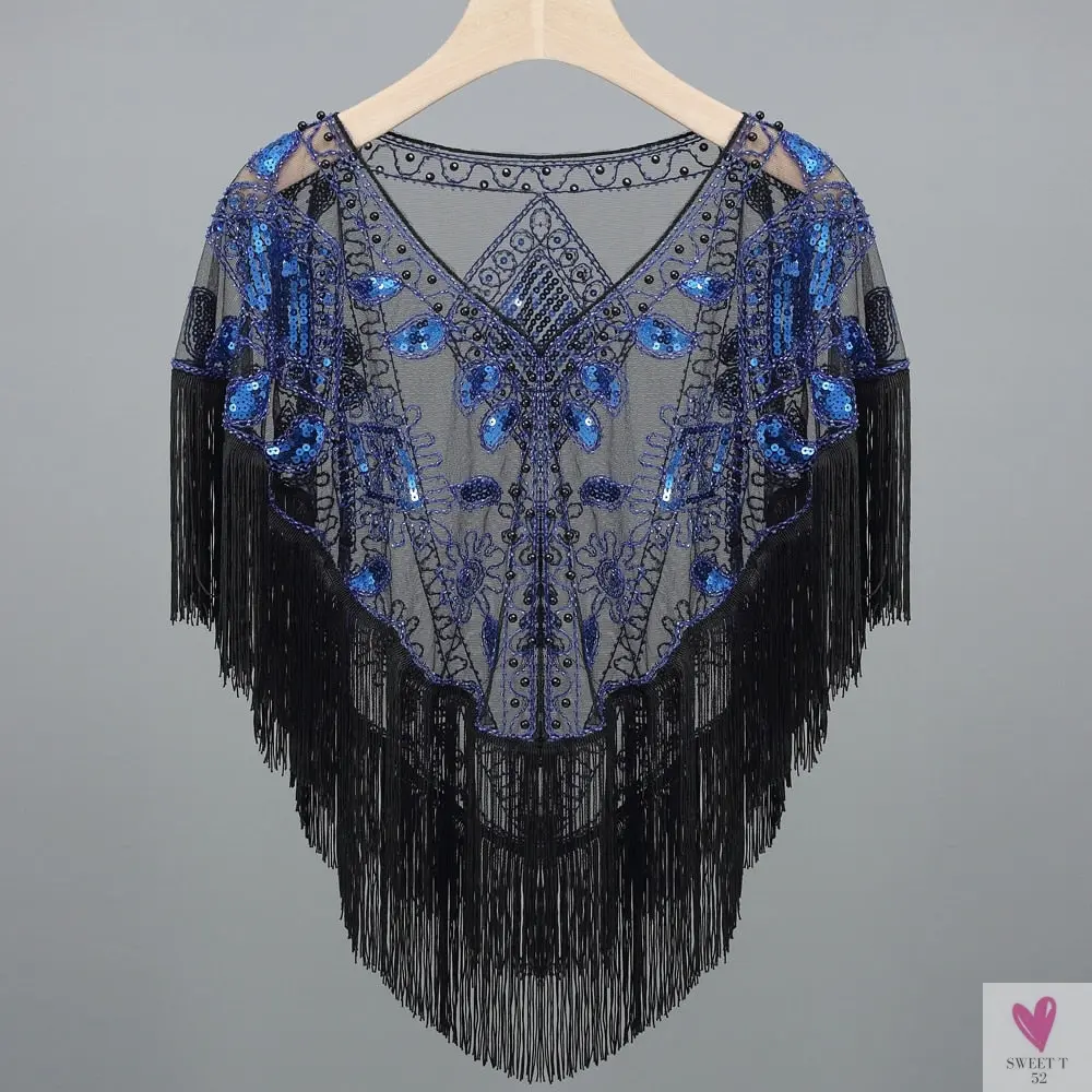 Women's 1920s Sequined Wrap, Great Gatsby Flapper Style Cover-Up