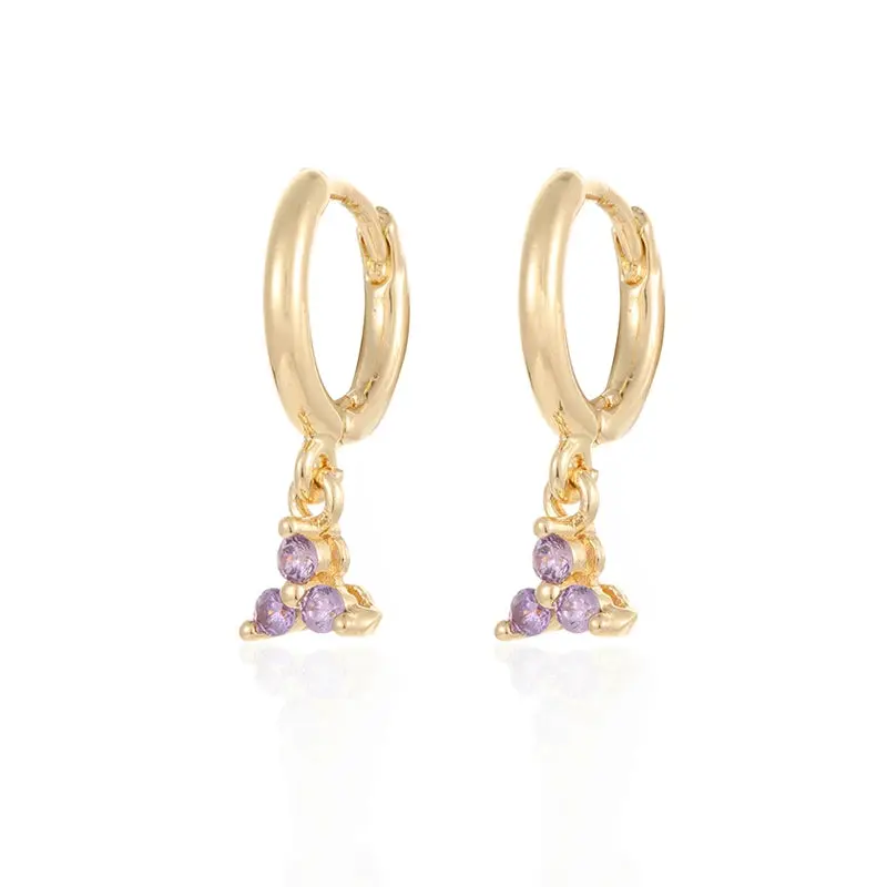 Gold Color Cute Water Drop Earrings For Women & Girls - Zircon Piercing Huggies/Hoop Dangle Earrings