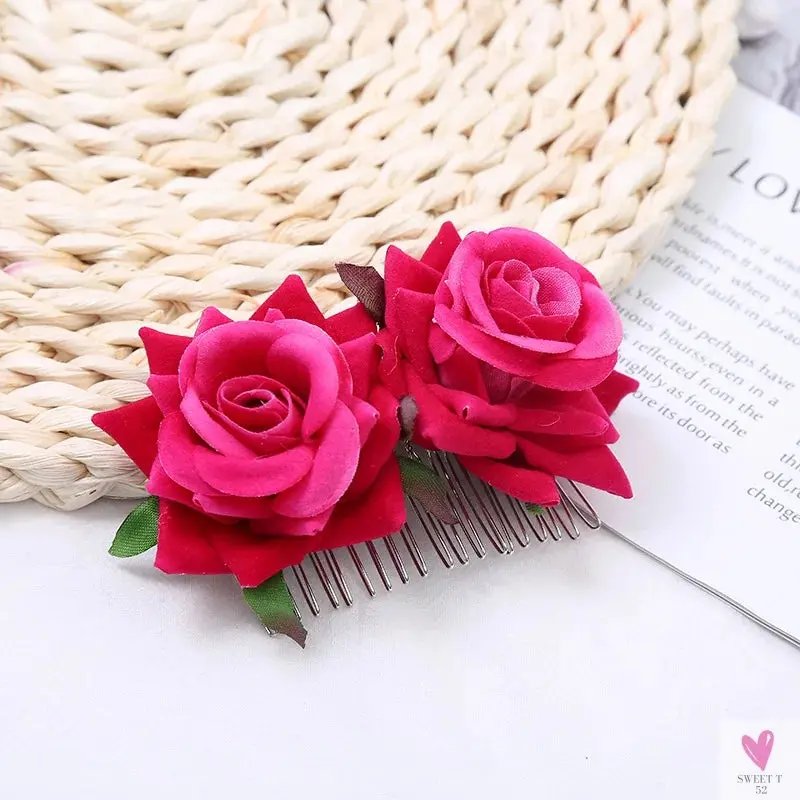 Floral Hair Combs for Summer Weddings, Festivals, Concerts, Holidays - Hair Accessoires for Women & Girlsl