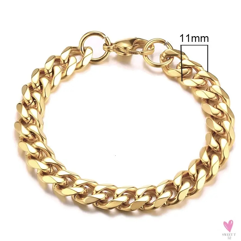 3 - 11 mm Chunky Miami Club Chain Bracelet for Men, Stainless Steel Cuban Link Chain Wristband, Classic Punk Heavy Metal Jewelry