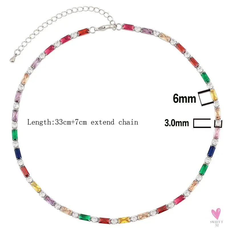 Rainbow Cubic Zirconia Waterdrop Choker Charm Necklaces - Charming Woman's Wedding, Party, Birthday Choker Jewelry or Gift