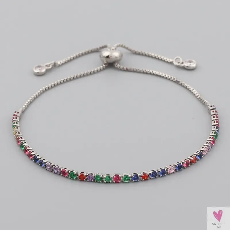 Gold Filled Baguette Cubic Zirconia Bracelet for Women and Girls - Rainbow Luxury jewelry - Tennis Style