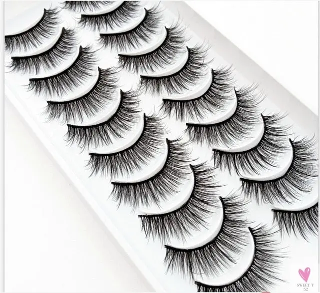 3/5/10 Pairs 3-D Handmade False Eyelashes, Strip Lashes 1 to 1.5 cm for Women and Girls