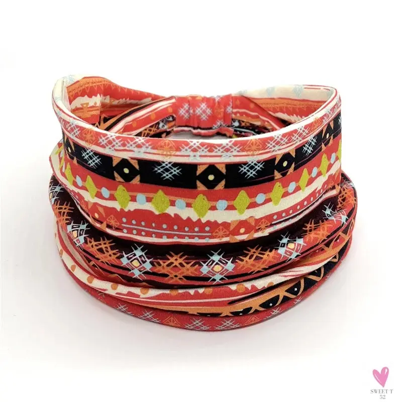 African and Bohemian Twisted Wide Cotton Stretch Headbands for Women & Girls - Headwrap/Turban Headwear, Bandana Headbands