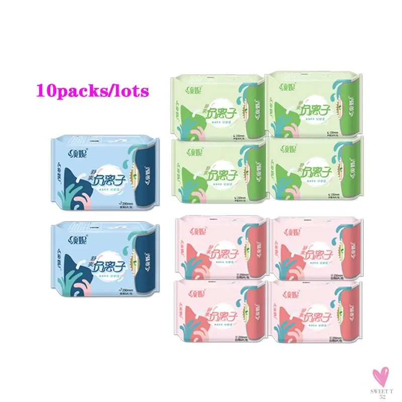 10 Pack Sanitary Napkins for Women & Girls - Menstrual Pads, Feminine Organic Panty Liners for Daily Use