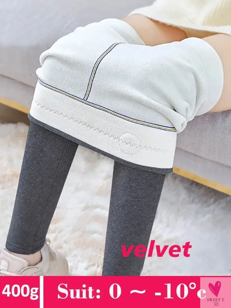 Women's Leggings with Fleece Thick Warm Velvet Cotton Tights - Female Legging Pants, Skinny Grey Thermal Leggings for Women
