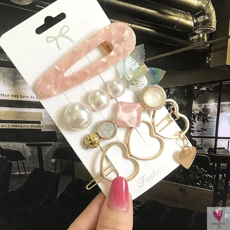 3/4pcs Set Pearl Hair Clips For Women & Girls - Geometric Crystal Hair Barrettes/Clips