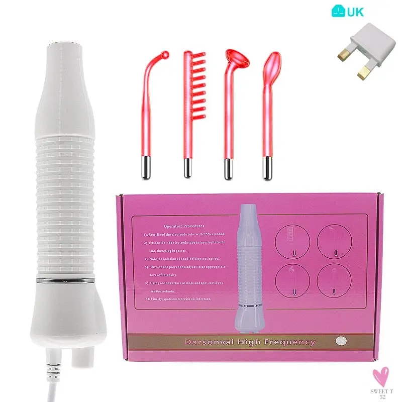 High Frequency Facial Machine, Remove Wrinkles, Acne Tool, Skin Beauty Spa, Electrotherapy Wand Glass  for Women