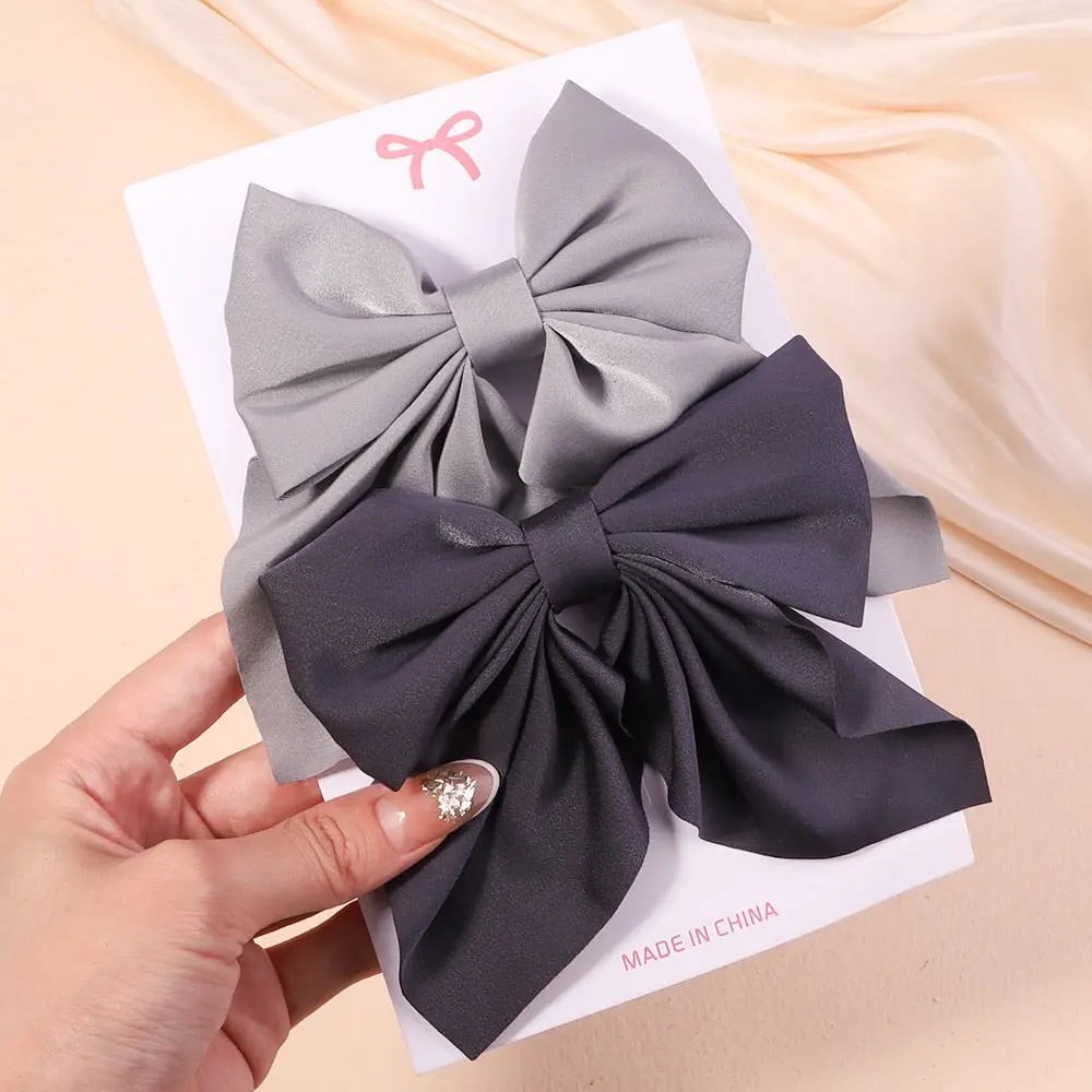 Cute Multi-Patterned and Solid Color Hair Bows/Clips for Girls in a 2 Piece Set