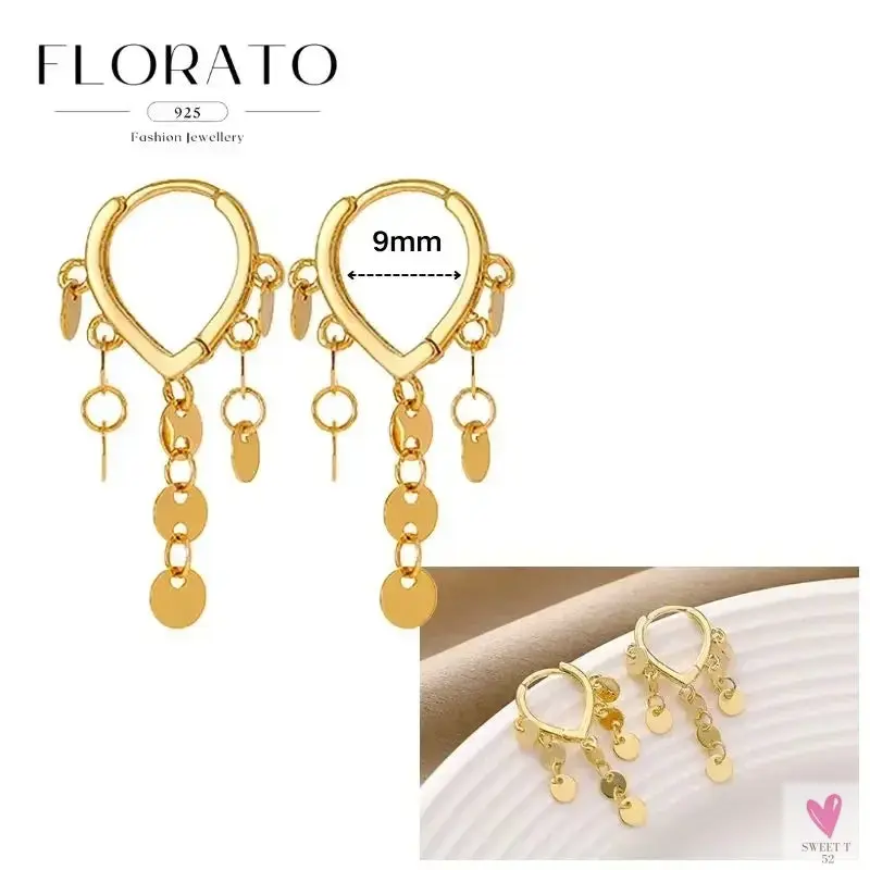 925 Sterling Silver Long Chain Tassel Drop Earrings for Women - Crystal Zircon Star Perforation Earrings, Fine Jewelry