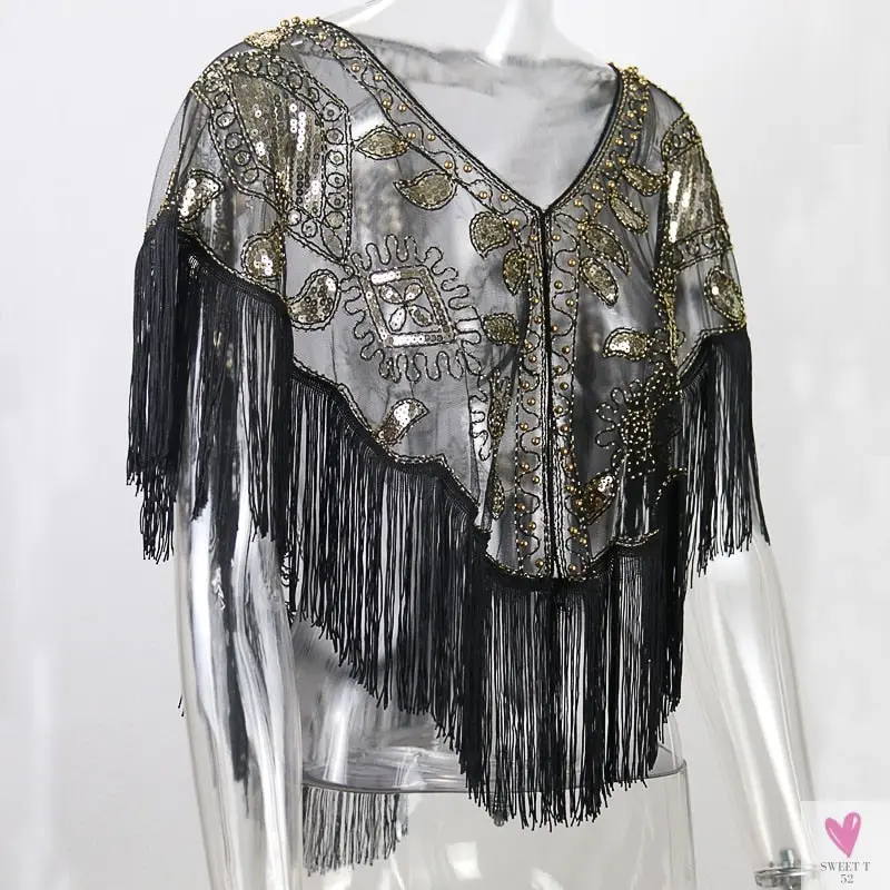 Women's 1920s Sequined Wrap, Great Gatsby Flapper Style Cover-Up
