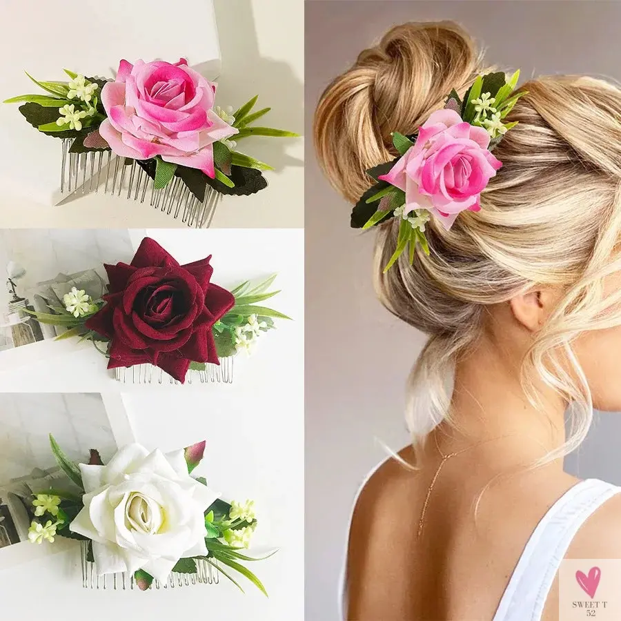 Floral Hair Combs for Summer Weddings, Festivals, Concerts, Holidays - Hair Accessoires for Women & Girlsl