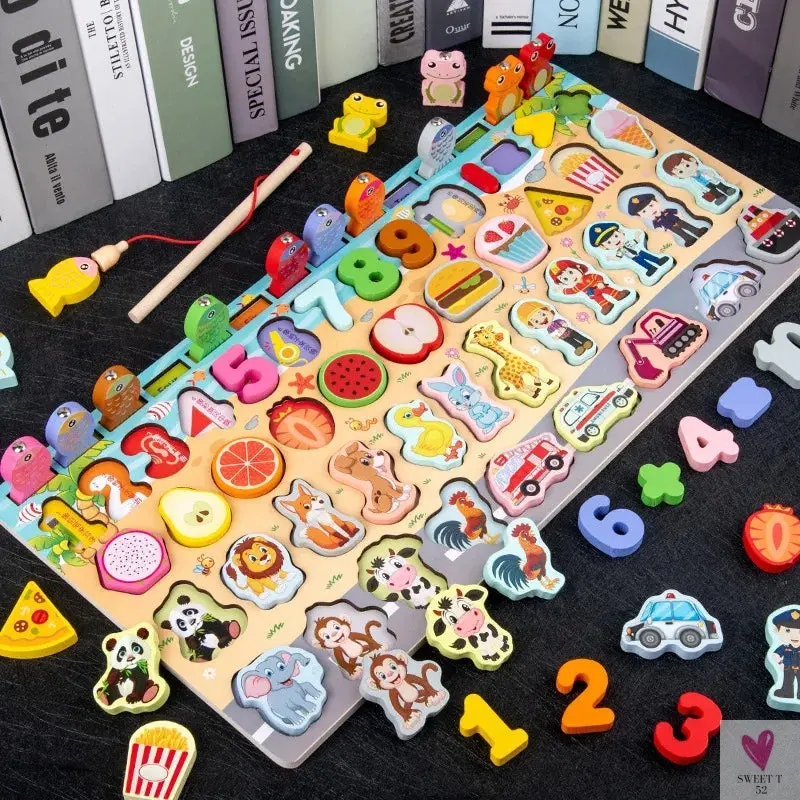 Wooden Montessori Toys - Kids Busy Board, Animal, Math, Fishing, Numbers Matching, Digital, Shapes - Educational Toys For Children