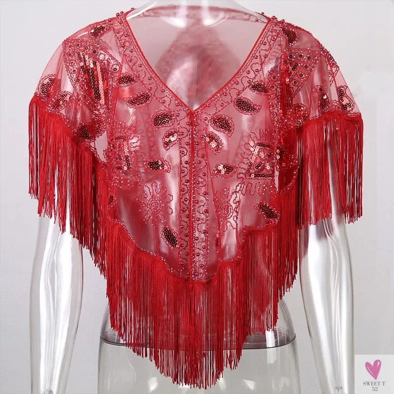 Women's 1920s Sequined Wrap, Great Gatsby Flapper Style Cover-Up