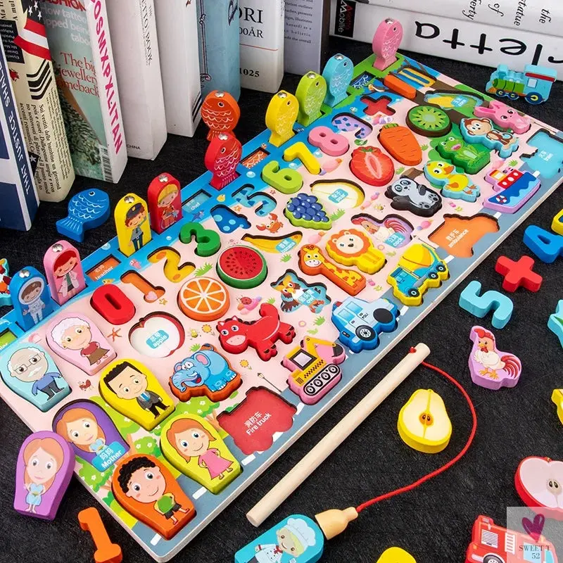 Wooden Montessori Toys - Kids Busy Board, Animal, Math, Fishing, Numbers Matching, Digital, Shapes - Educational Toys For Children