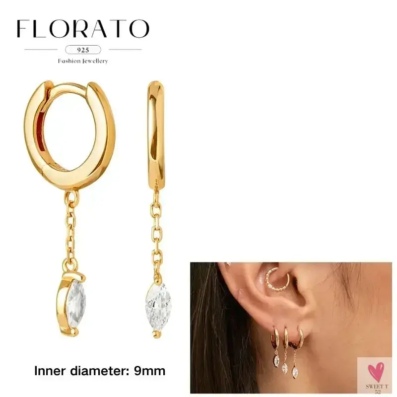 925 Sterling Silver Long Chain Tassel Drop Earrings for Women - Crystal Zircon Star Perforation Earrings, Fine Jewelry