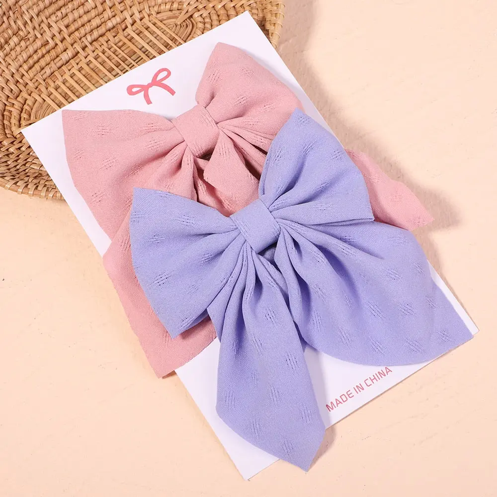 Cute Multi-Patterned and Solid Color Hair Bows/Clips for Girls in a 2 Piece Set