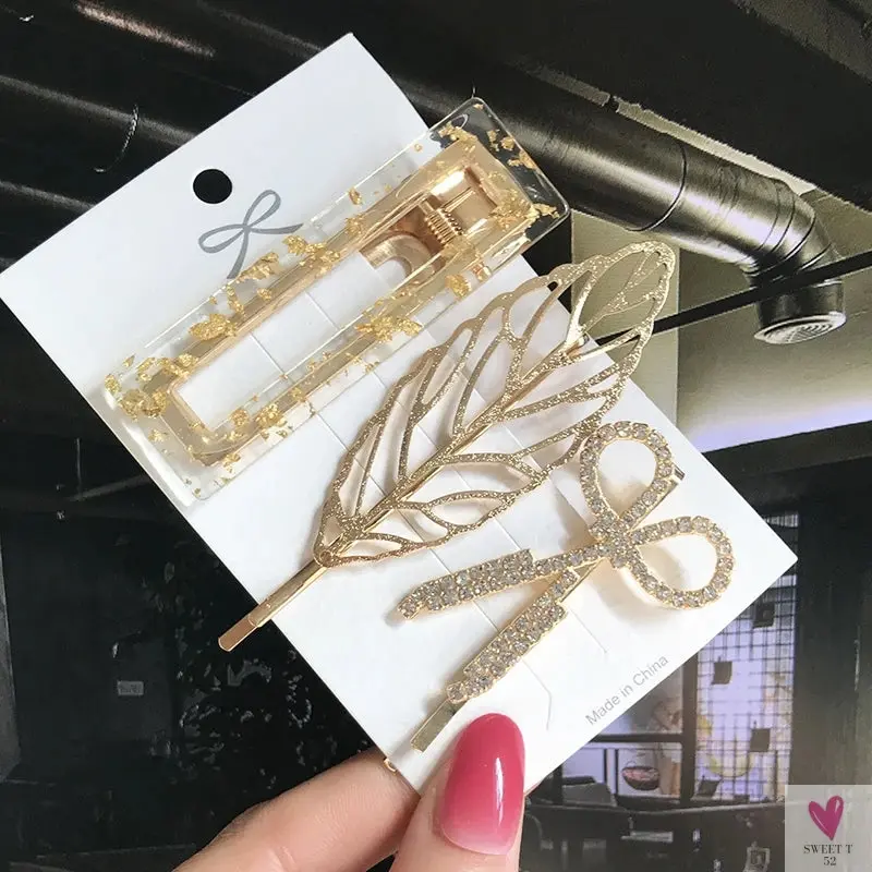 3/4pcs Set Pearl Hair Clips For Women & Girls - Geometric Crystal Hair Barrettes/Clips