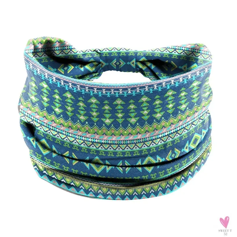 African and Bohemian Twisted Wide Cotton Stretch Headbands for Women & Girls - Headwrap/Turban Headwear, Bandana Headbands