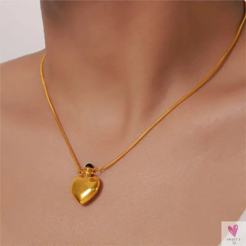 Stainless Steel Heart Pendant Necklace for Women  & Girls. Fashion Fine Chain Necklace, Gold Plated Jewelry