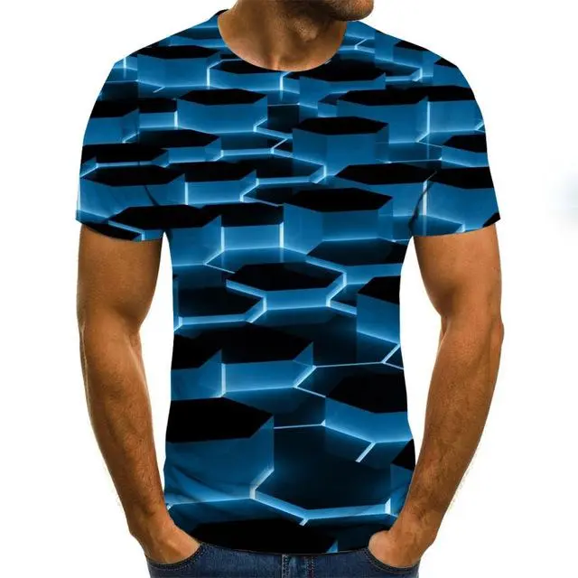Three-Dimensional Intricate Vortex Tees for Men and Boys, O-Neck and Long Sleeves