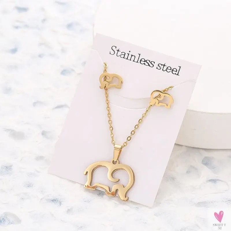 Gold Pendant Necklace and Earring Set for Women & Girls in Multiple Designs and Patterns