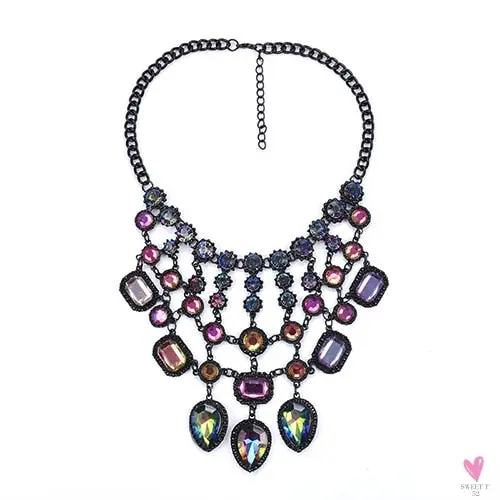 Luxurious Bohemian Crystal Statement Necklace for Women and Girls - Multicolor