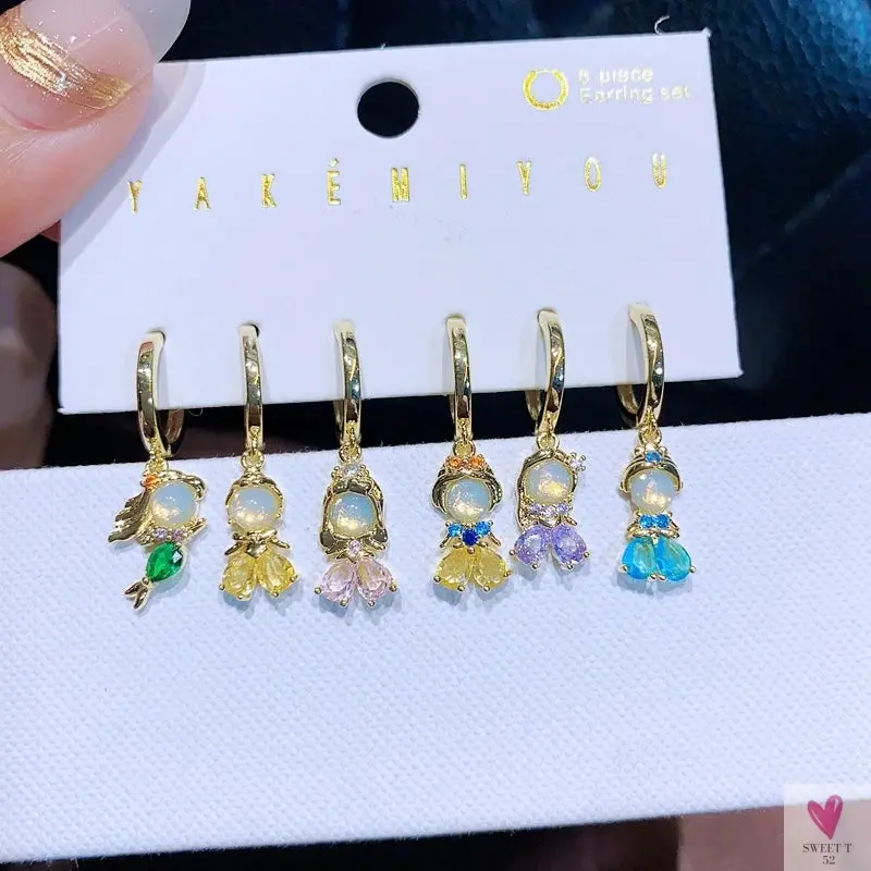 New Design Colorful Crystal Ocean/Animal/Mermaid Hoop Earrings Sets for Women & Girls