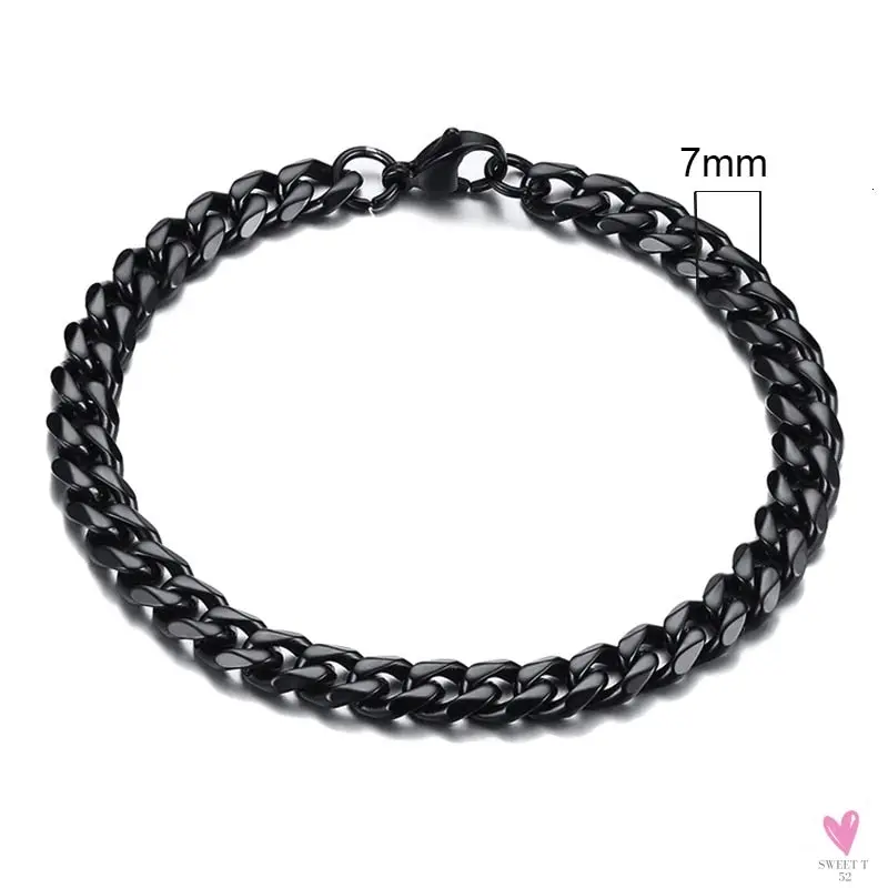 Wide Curb Cuban Basic 3/5/7/9/11mm Chain Link Bracelets for Men/Women -  Anti Allergy Stainless Steel Wrist Wear