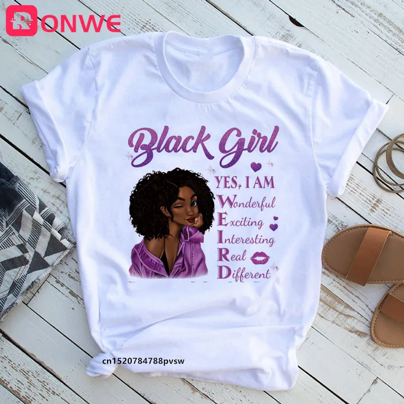 Beautiful African Lady Women T-shirt Girl Sisters Black Lives Matter Funny 90S Print Tops Tee,Drop Ship