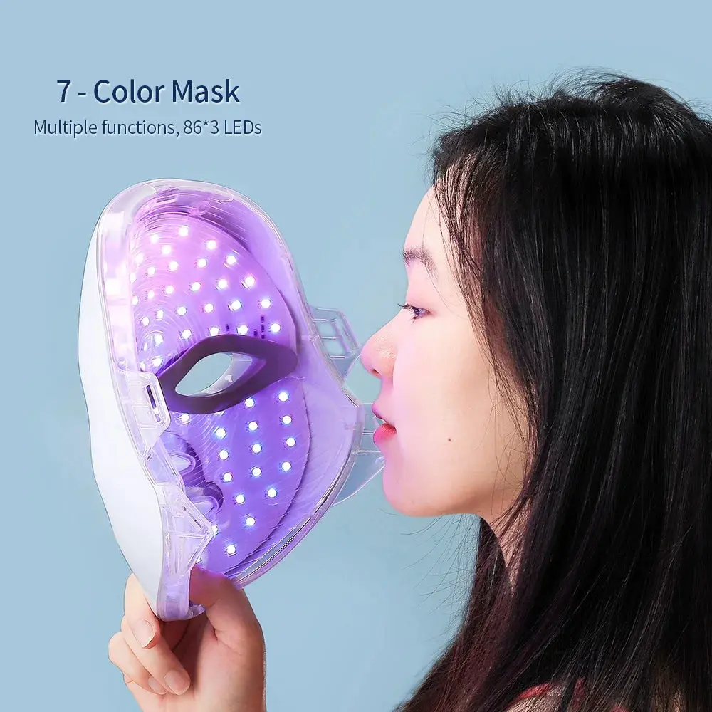 7 Color LED Facial Mask With Neck, Red Light Therapy Mask for Skin Tightening/Lifting/Anti-aging