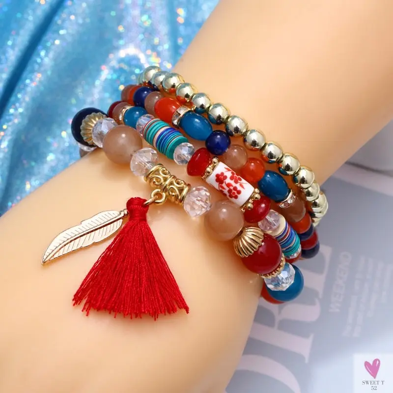 Bohemian Multi-layer Charm Bracelets - Trendy 4-5Pcs Bracelet for Women and Girls