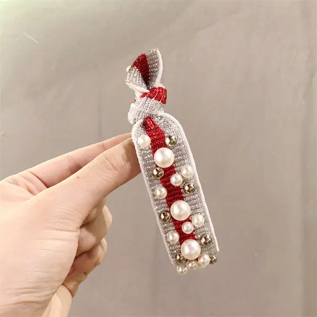 Pearl Ponytail Holder and Scrunches for Women and Girls - Multicolor and Elastic