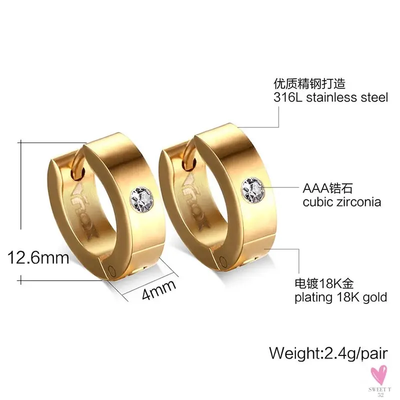 Cute Hoop Earrings for Women/Men, Stainless Steel Ear Cuff - Huggie Jewelry