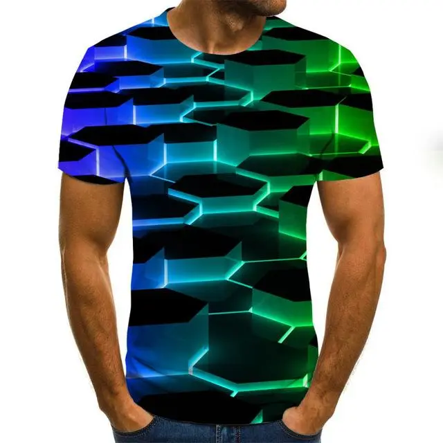 Three-Dimensional Intricate Vortex Tees for Men and Boys, O-Neck and Long Sleeves
