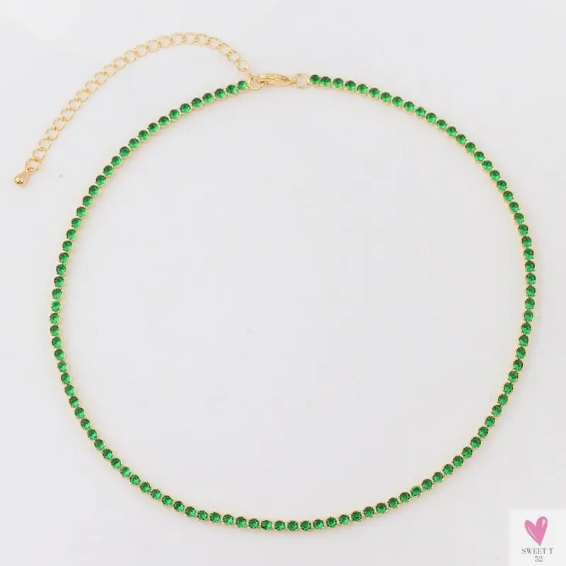 Rainbow Cubic Zirconia Waterdrop Choker Charm Necklaces - Charming Woman's Wedding, Party, Birthday Choker Jewelry or Gift